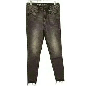 Mossimo Women's Mid-Rise Dark Wash Frayed Hem Skinny Jeans